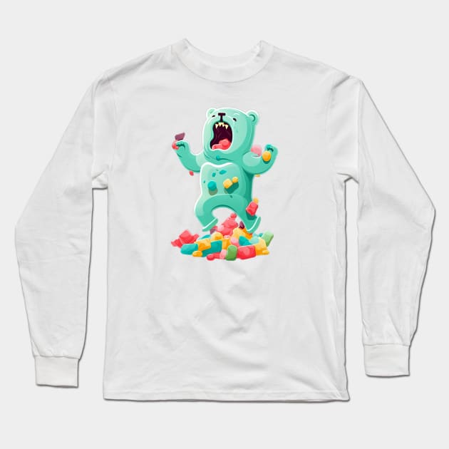 Furious Gummy: When Sweetness Turns Sour Long Sleeve T-Shirt by zoocostudio